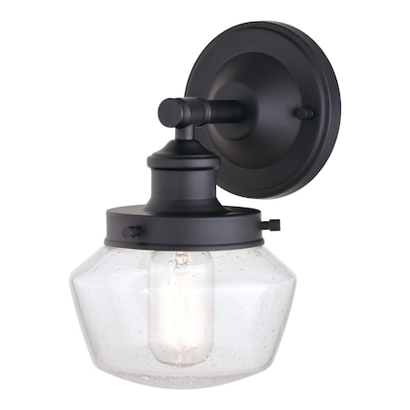 Vaxcel Collins 1 Light Black Farmhouse Outdoor Wall Lantern Clear Schoolhouse Glass T0573